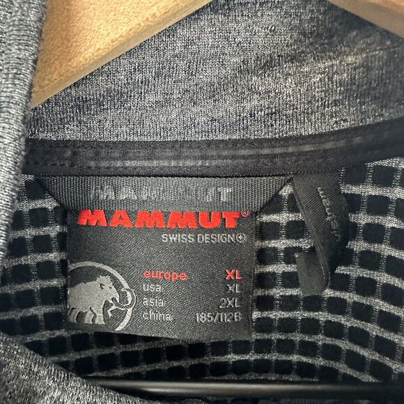 Mammut Elwha Half Zip Mid Layer Fleece Waffle Grid Gray Pullover - Picture 4 of 6